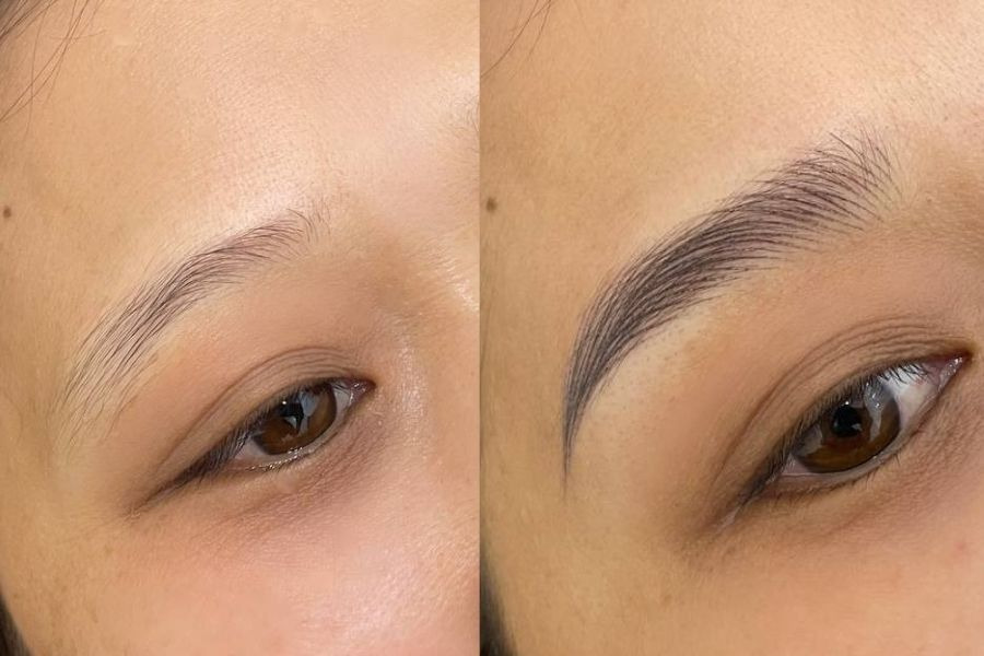 Hình ảnh trước sau của ca xử lý nền dầu - sợi dễ loang